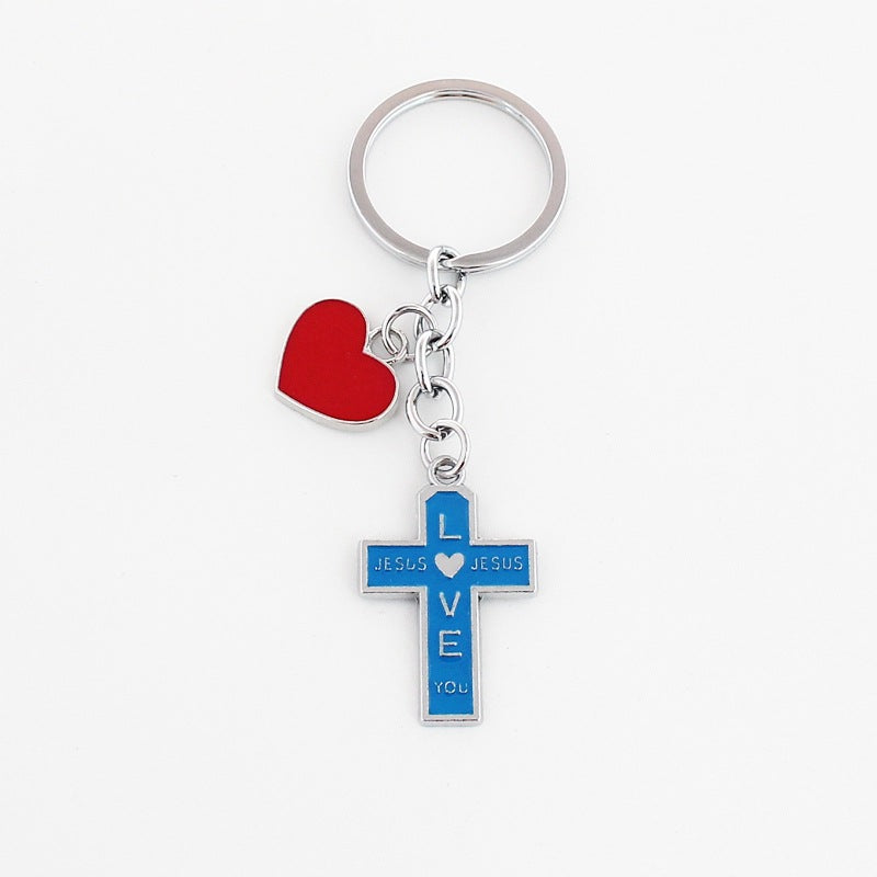 Wholesale Christmas Rainbow Cross Zinc Alloy Keychain
